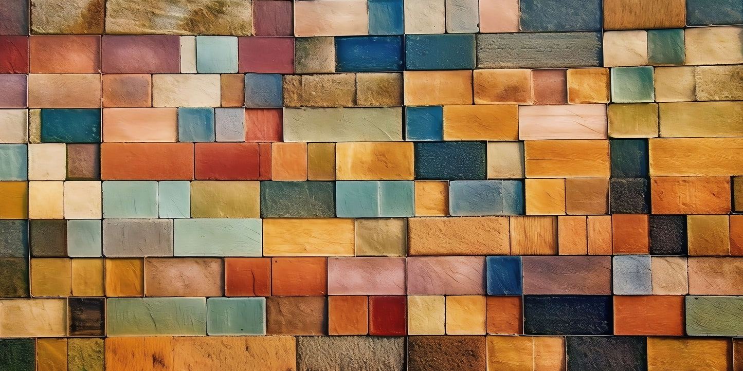 Mosaic Tile Geometric Block Wall Art Canvas Office Home Framed 120x60cm