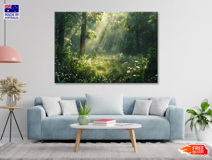 Sun Rays in the Forest Print 100% Australian Made - Bella Home Decor