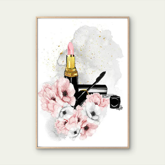 Minimalist Women Beauty Lipstick Makeup Floral Fashion Home Decor Premium Quality Poster Print Choose Your Sizes