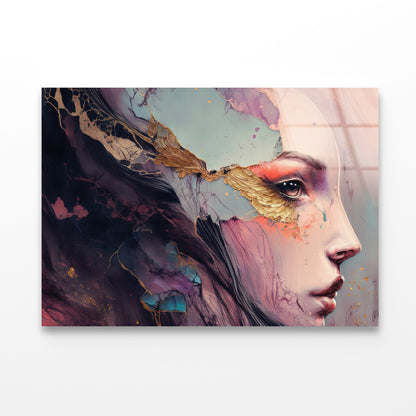 Painting of a Human Face Acrylic Glass Print Tempered Glass Wall Art 100% Made in Australia Ready to Hang - Bella Home Decor