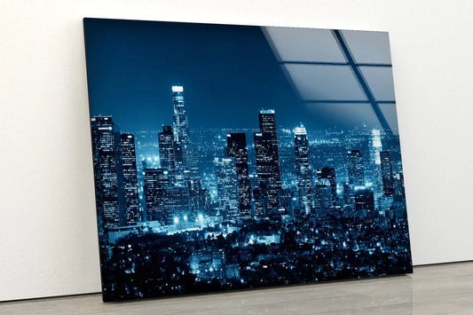 Blue City Night View UV Direct Aluminum Print Australian Made Quality