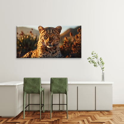 Wild Leopard Face Close Up Safari Animal Wall Art Canvas Office Home Room Framed 120x60cm