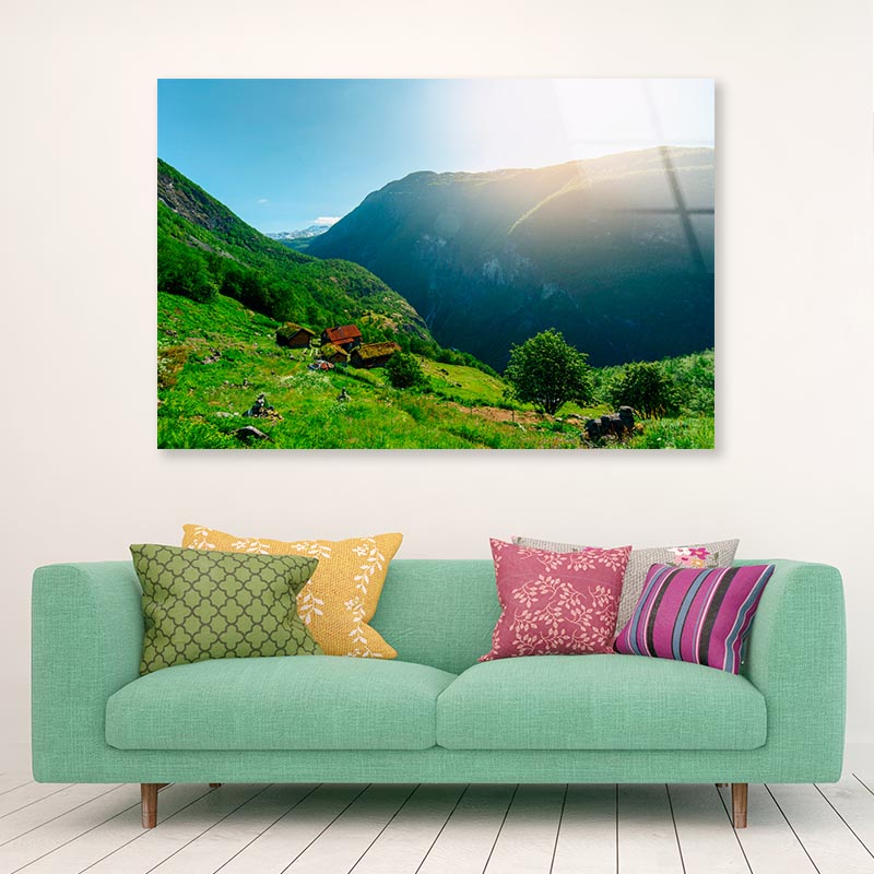 Fjord & Mountains Acrylic Glass Print Tempered Glass Wall Art 100% Made in Australia Ready to Hang