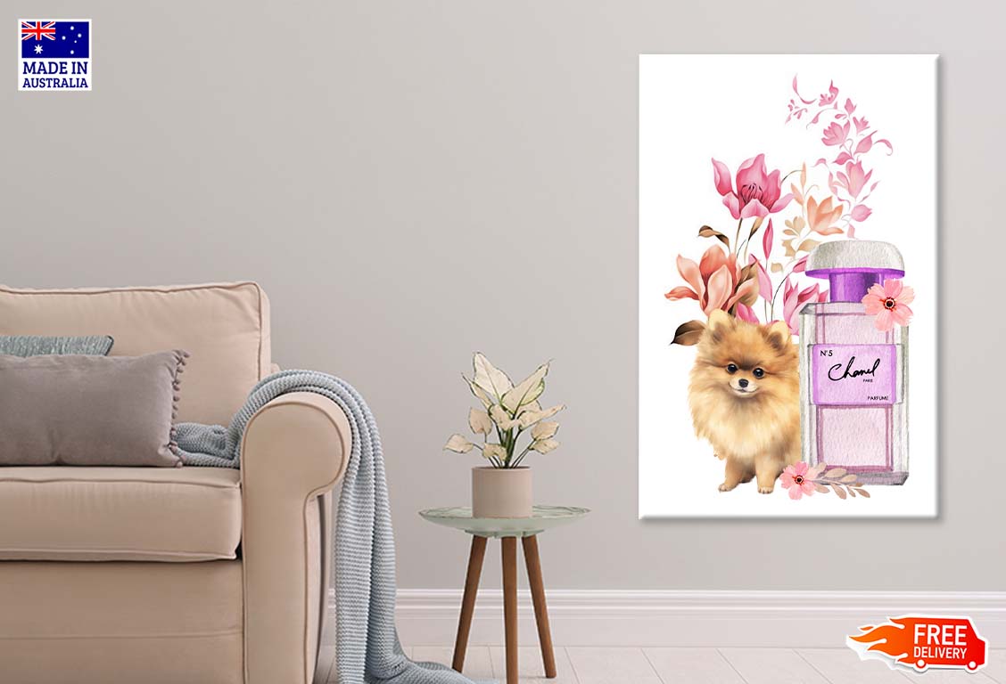 Pink Perfume with Pomeranian Dog Print 100% Australian Made