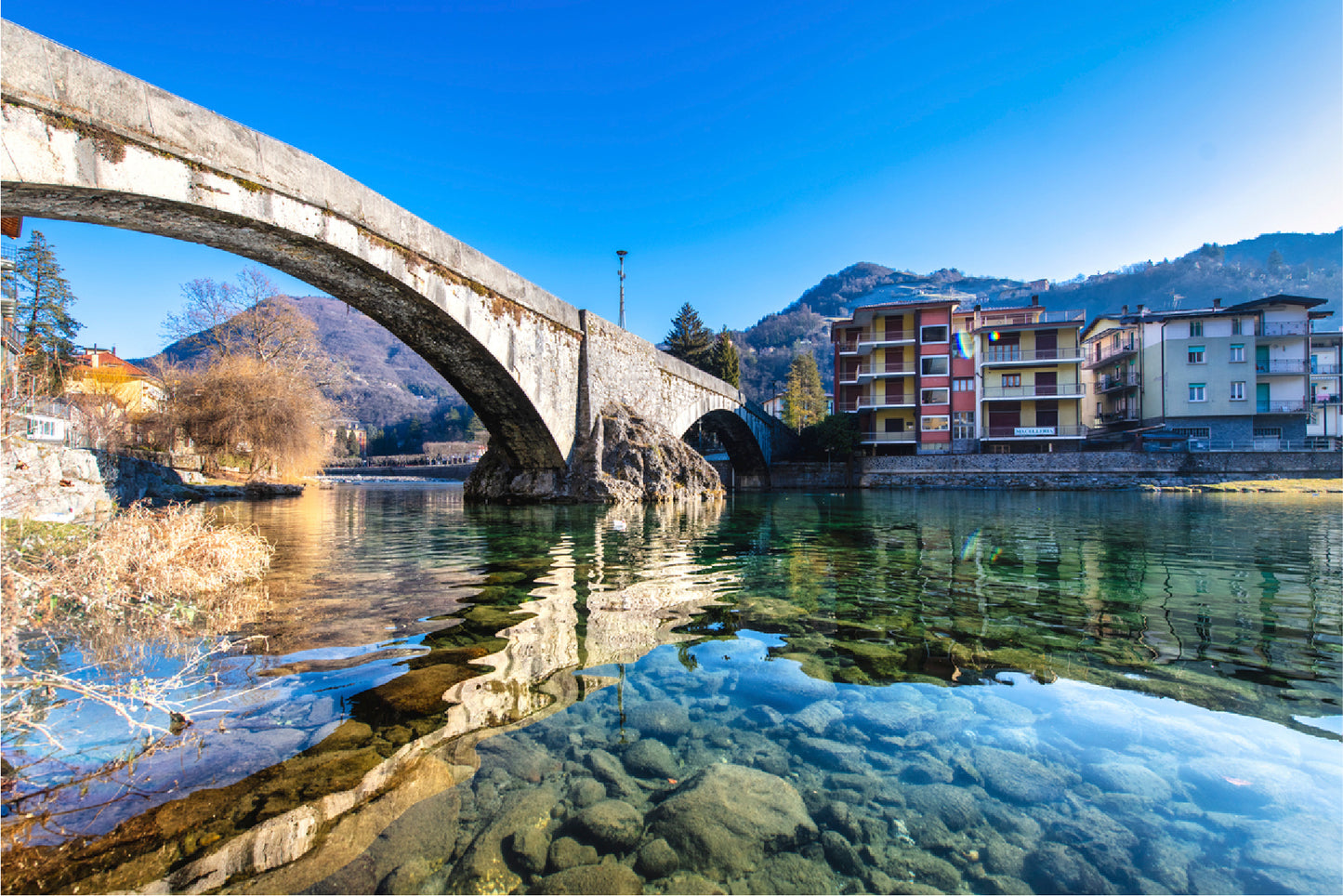 Brembo River In Brembana Valley Glass Framed Wall Art, Ready to Hang Quality Print