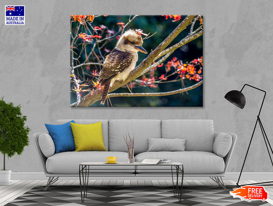 Bird On Branch Red with Flower Print 100% Australian Made - Bella Home Decor