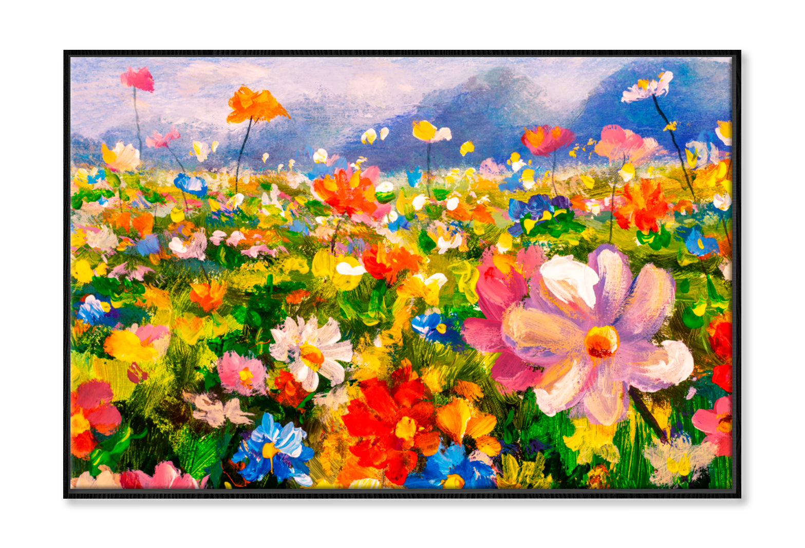 Flowers Claude Impressionism Oil Painting Wall Art Limited Edition High Quality Print Canvas Box Framed Black