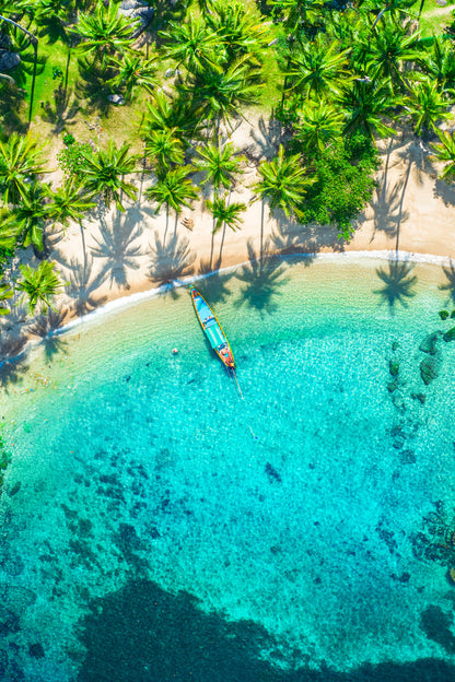 Aerial View Tropical Beach Sai Nuan Glass Framed Wall Art, Ready to Hang Quality Print