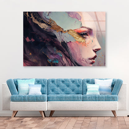 Painting of a Human Face Acrylic Glass Print Tempered Glass Wall Art 100% Made in Australia Ready to Hang - Bella Home Decor