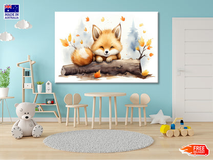 Baby Red Fox in Autumn Garden Print 100% Australian Made - Bella Home Decor