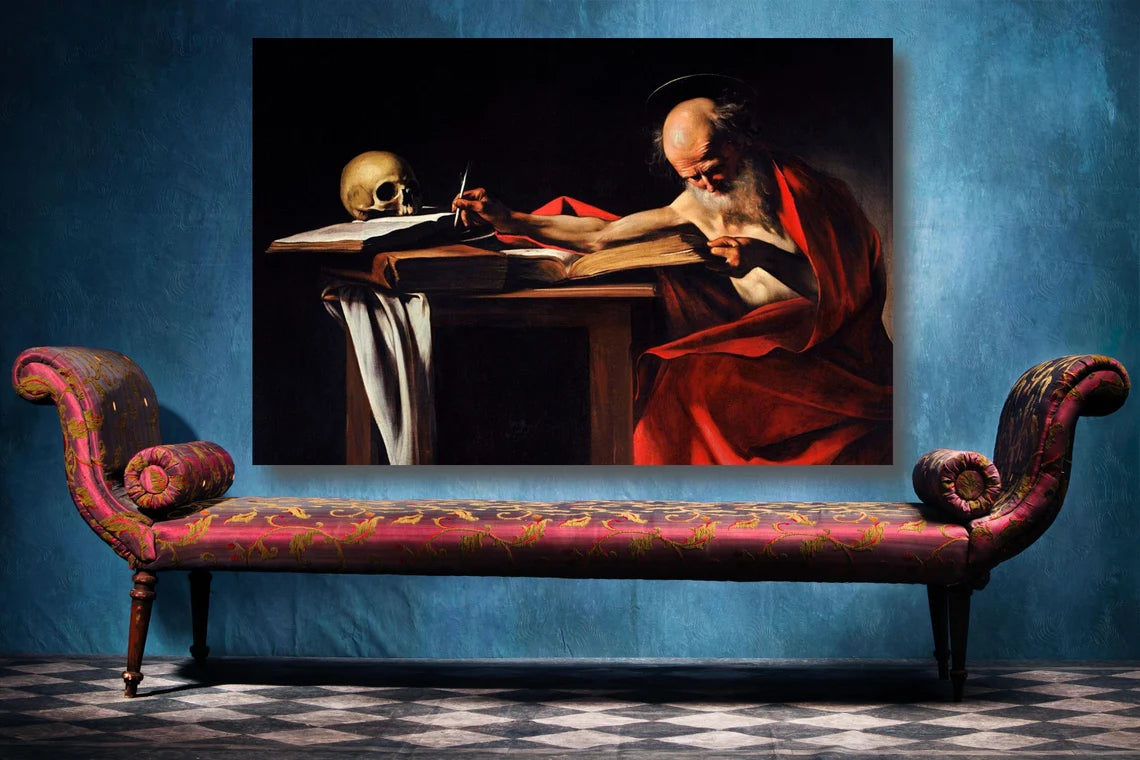 Caravaggio, Saint Jerome Writing UV Direct Aluminum Print Australian Made Quality