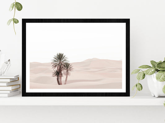 Desert Trees View Faded Photograph Glass Framed Wall Art, Ready to Hang Quality Print With White Border Black