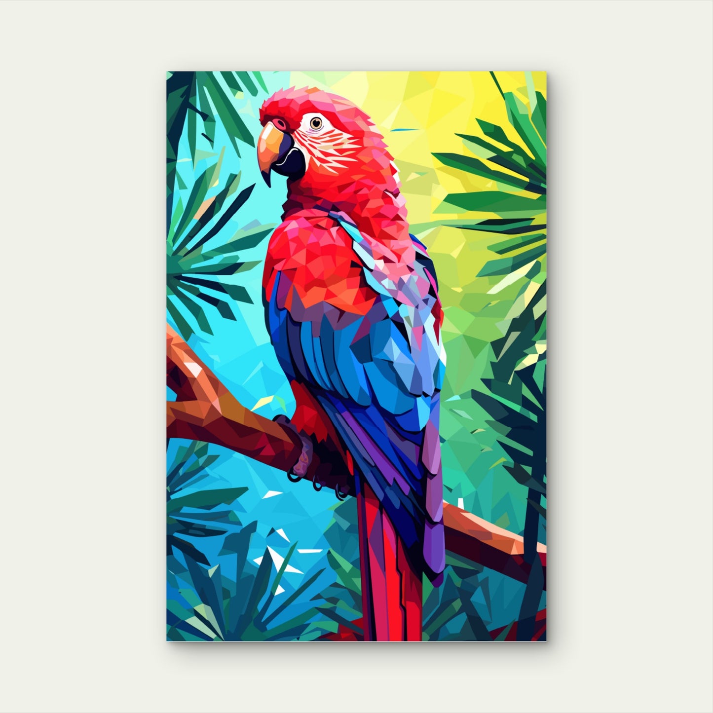 Red Macaw Parrot Jungle Bird 40x60cm Metal Print Ready to Hang