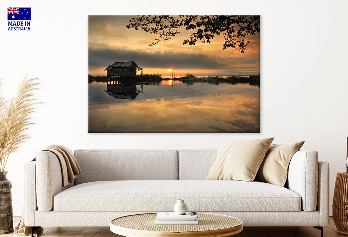 Scenic View Lake Against Sky Sunset Wall Art Decor 100% Australian Made