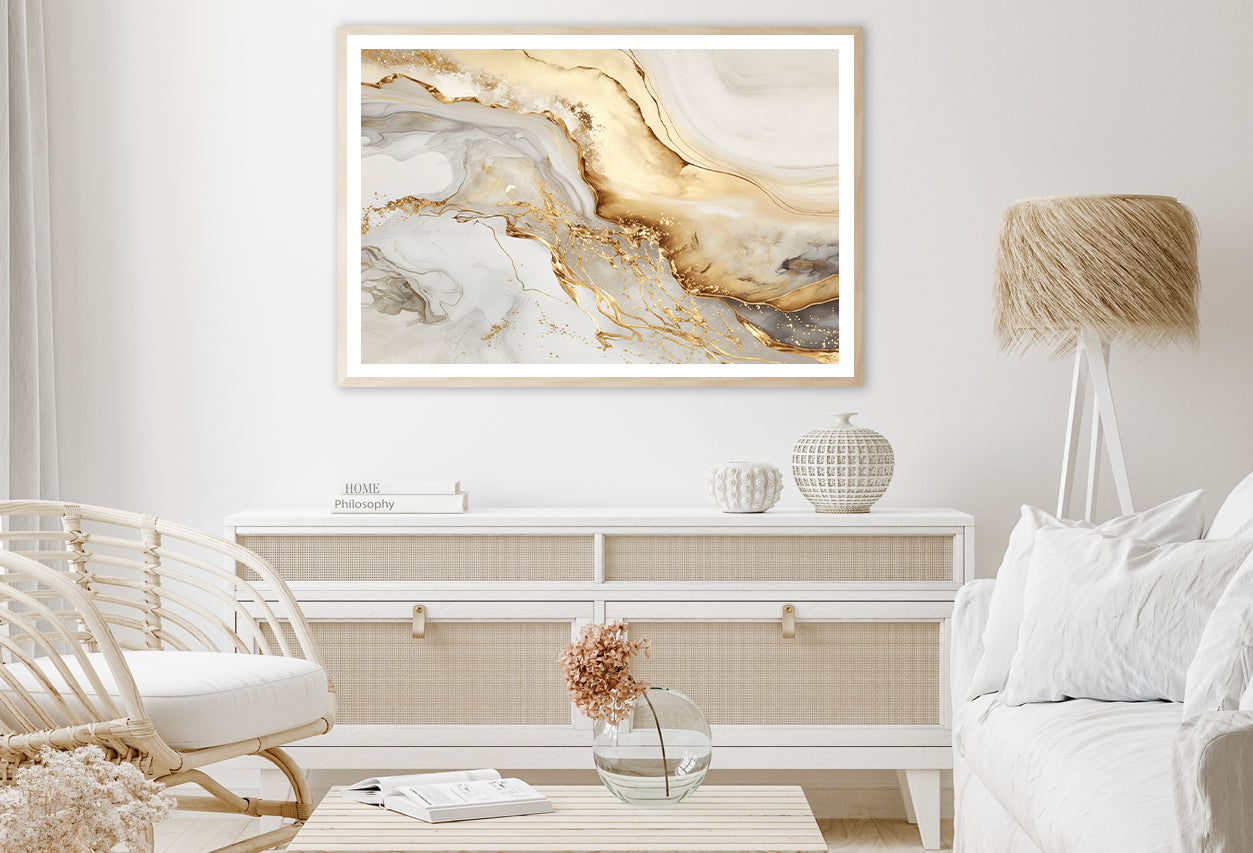 Natural White and Gold Marble Texture Home Decor Premium Quality Poster Print Choose Your Sizes - Bella Home Decor
