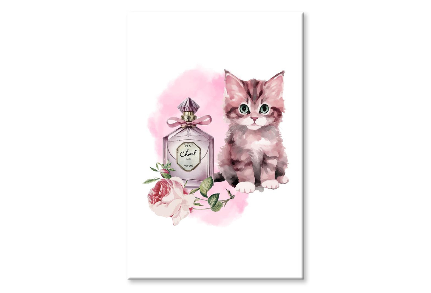 Purple Perfume with Kitty Wall Art Limited Edition High Quality Print Stretched Canvas None