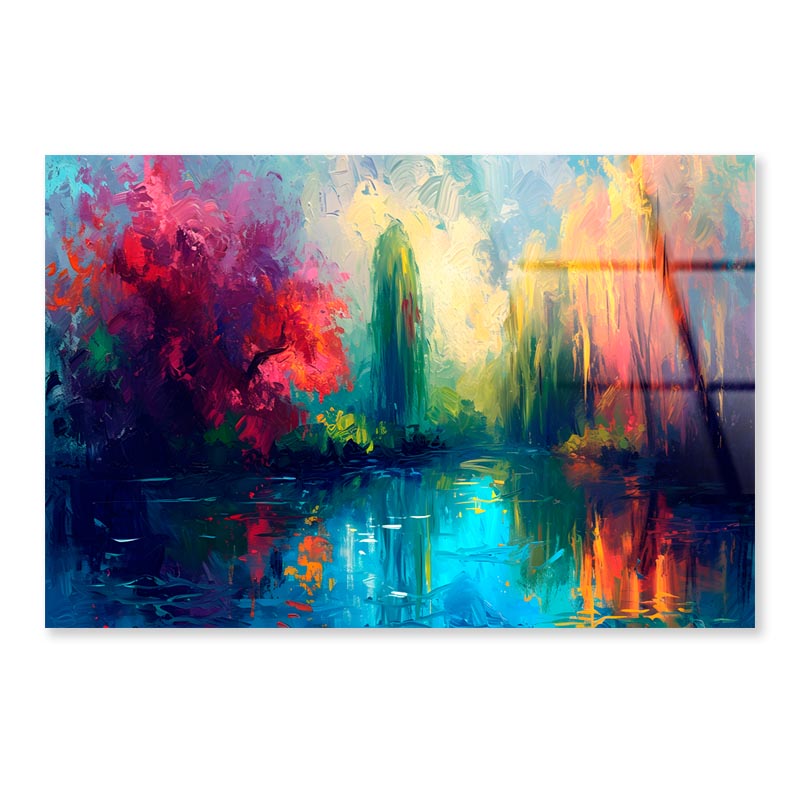 Colorful Abstract Oil Painting  Acrylic Glass Print Tempered Glass Wall Art 100% Made in Australia Ready to Hang - Bella Home Decor