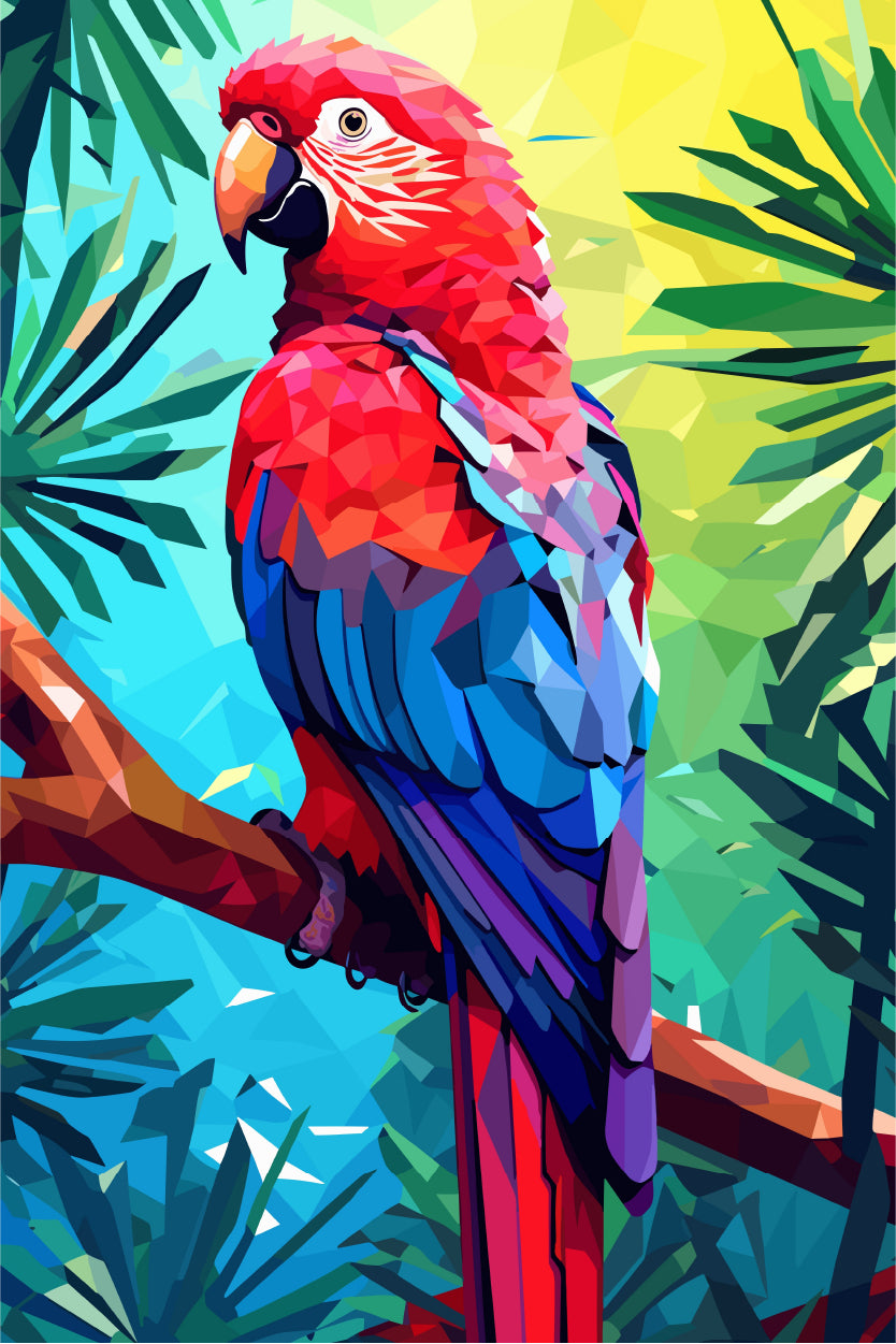 Red Macaw Parrot Jungle Bird 40x60cm Metal Print Ready to Hang