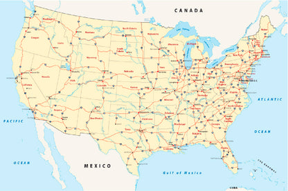 US Interstate Highway Map Home Decor Premium Quality Poster Print Choose Your Sizes