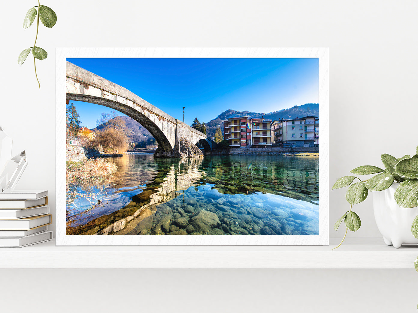 Brembo River In Brembana Valley Glass Framed Wall Art, Ready to Hang Quality Print Without White Border White