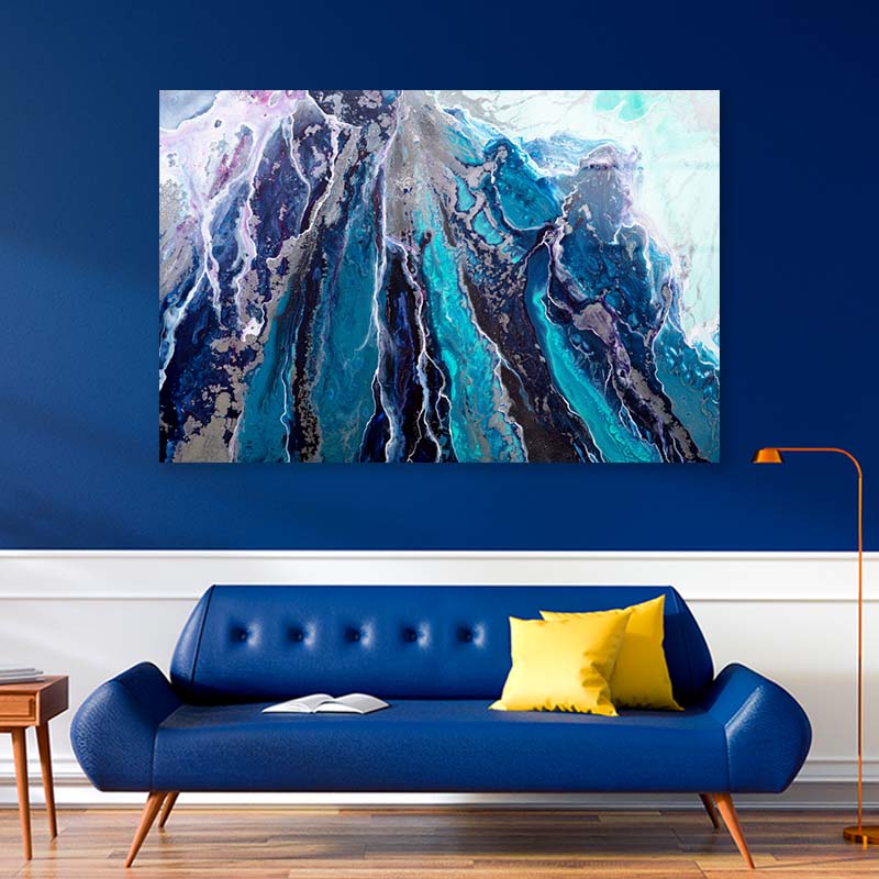 Dark Blue Abstract Painting Acrylic Glass Print Tempered Glass Wall Art 100% Made in Australia Ready to Hang