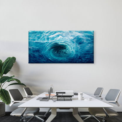 Blue Ocean Water Fluid Swirl Wall Art Canvas Office Home Room Framed 120x60cm - Bella Home Decor