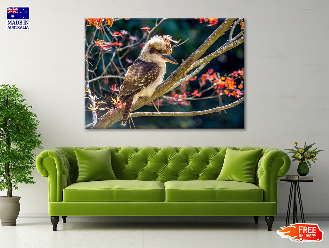 Bird On Branch Red with Flower Print 100% Australian Made - Bella Home Decor