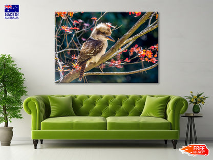 Bird On Branch Red with Flower Print 100% Australian Made - Bella Home Decor