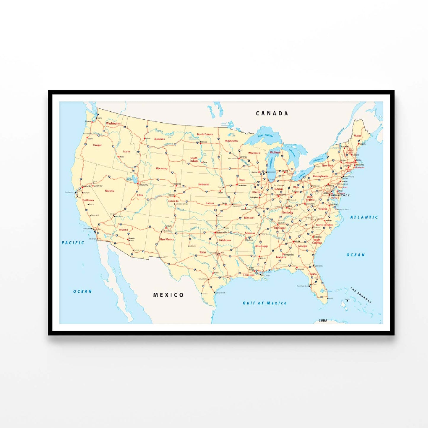 US Interstate Highway Map Home Decor Premium Quality Poster Print Choose Your Sizes