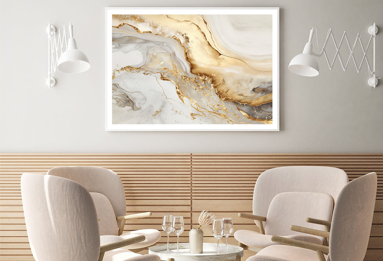 Natural White and Gold Marble Texture Home Decor Premium Quality Poster Print Choose Your Sizes - Bella Home Decor