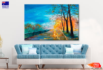 Evening Autumn Street Oil Painting Limited Edition High Quality Print