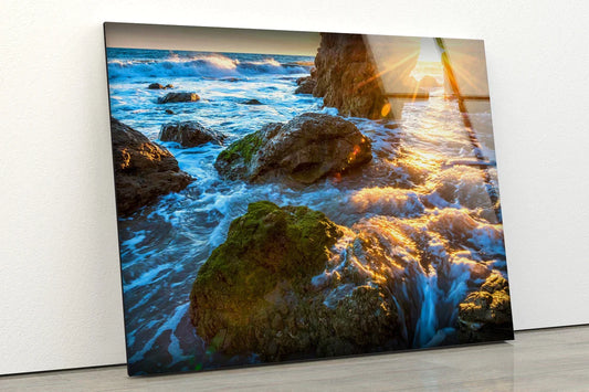 Sea with Rocks Sunshine UV Direct Aluminum Print Australian Made Quality
