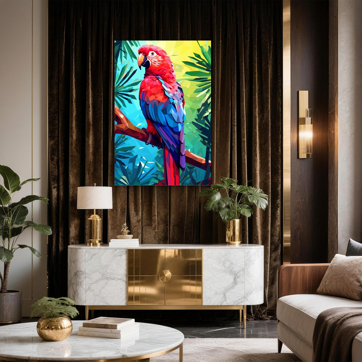 Red Macaw Parrot Jungle Bird 40x60cm Metal Print Ready to Hang