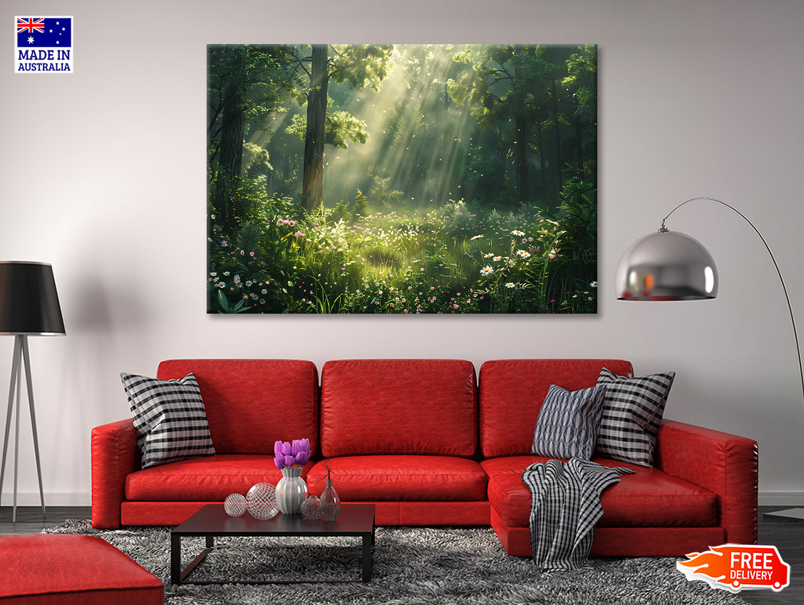 Sun Rays in the Forest Print 100% Australian Made - Bella Home Decor