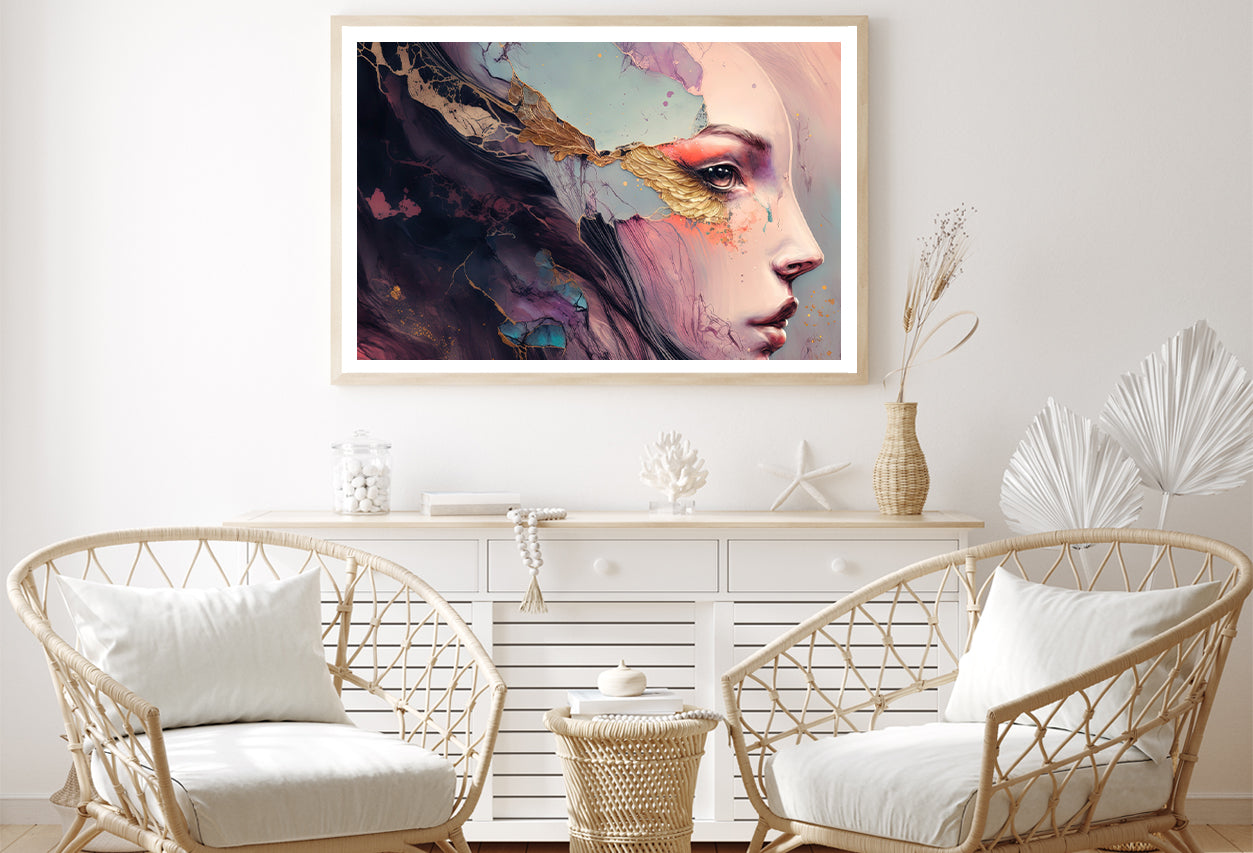 Painting of a Human Face Home Decor Premium Quality Poster Print Choose Your Sizes