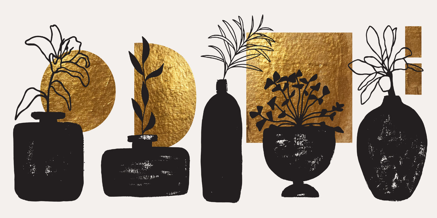 Minimalist Gold Leaf Botanical Wall Art Canvas Office Home Room Framed 120x60cm - Bella Home Decor