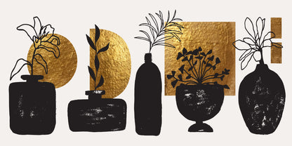 Minimalist Gold Leaf Botanical Wall Art Canvas Office Home Room Framed 120x60cm - Bella Home Decor