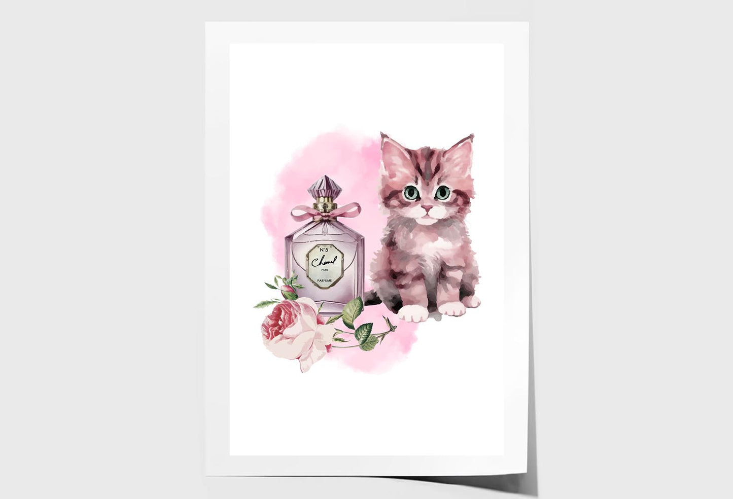 Purple Perfume with Kitty Wall Art Limited Edition High Quality Print Unframed Roll Canvas None