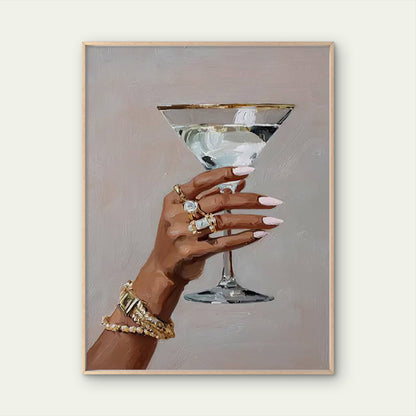 Woman Holding Martini Glass and Champagne Fashion Home Decor Premium Quality Poster Print Choose Your Sizes - Bella Home Decor