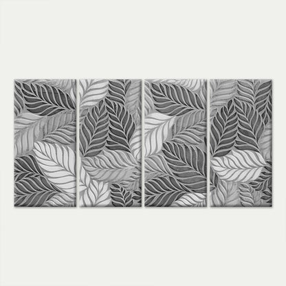 4pcs Grey Monochrome Leaf Texture Pattern Wall Art Canvas Framed 45x80cm - High Quality Print 100% Australian Made Wall Canvas Ready to Hang