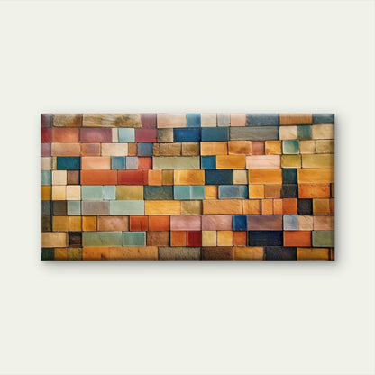 Mosaic Tile Geometric Block Wall Art Canvas Office Home Framed 120x60cm