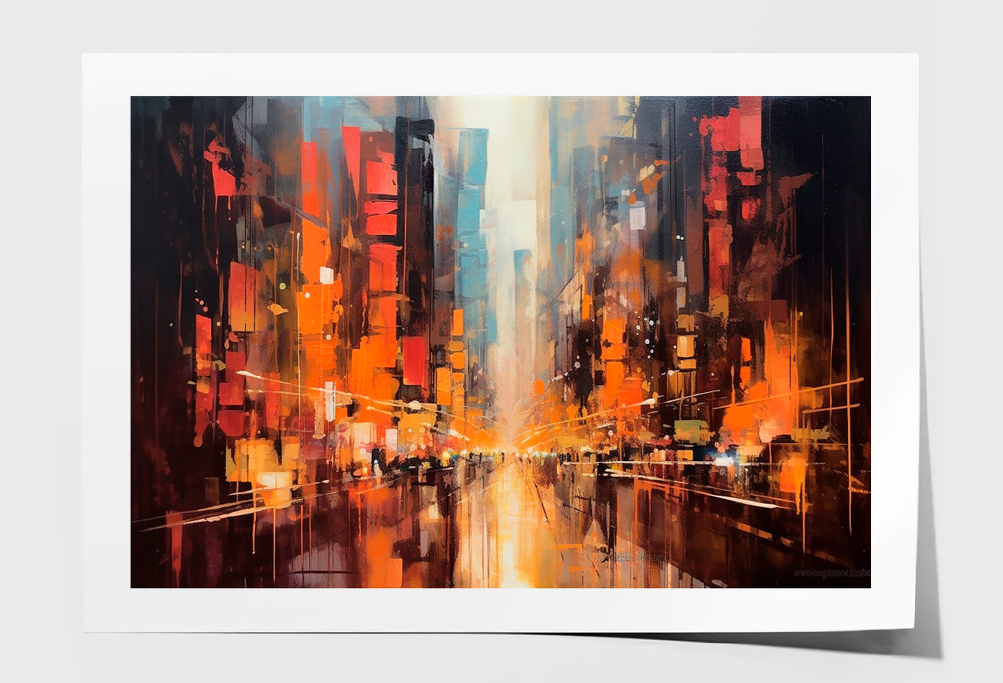 City Background With Splashes Oil Painting Wall Art Limited Edition High Quality Print Unframed Roll Canvas None