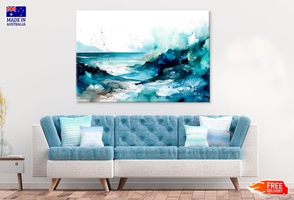 Serene Ocean Paint In Watercolor Print 100% Australian Made