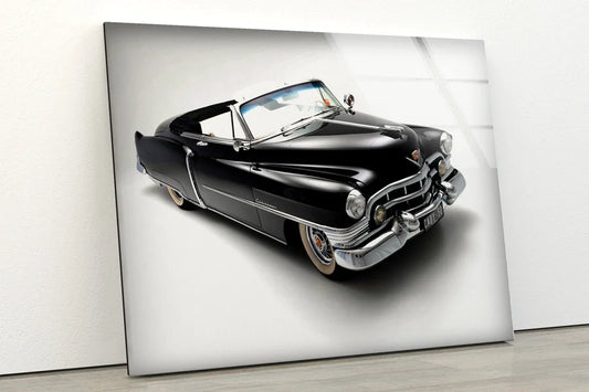 Vintage Black Car View UV Direct Aluminum Print Australian Made Quality