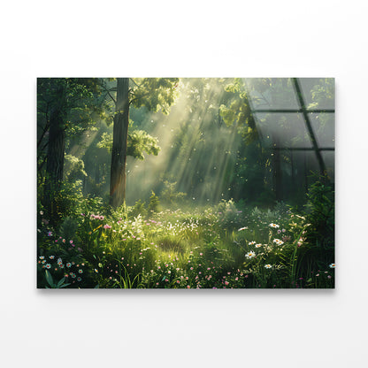Sun Rays in the Forest Acrylic Glass Print Tempered Glass Wall Art 100% Made in Australia Ready to Hang - Bella Home Decor