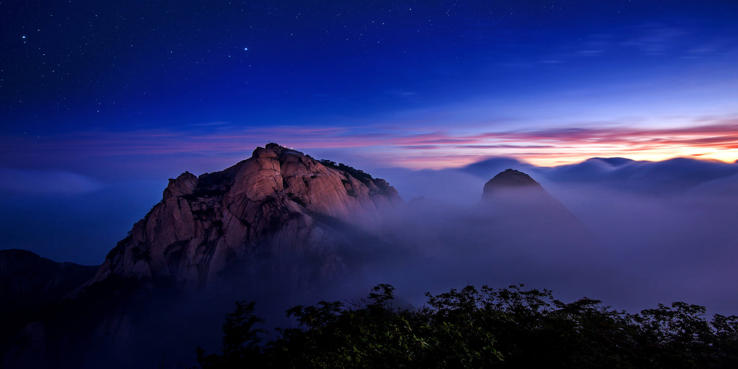 Bukhansan Mountains Sunrise Seoul Korea Wall Art Canvas Office Home Room Framed 120x60cm