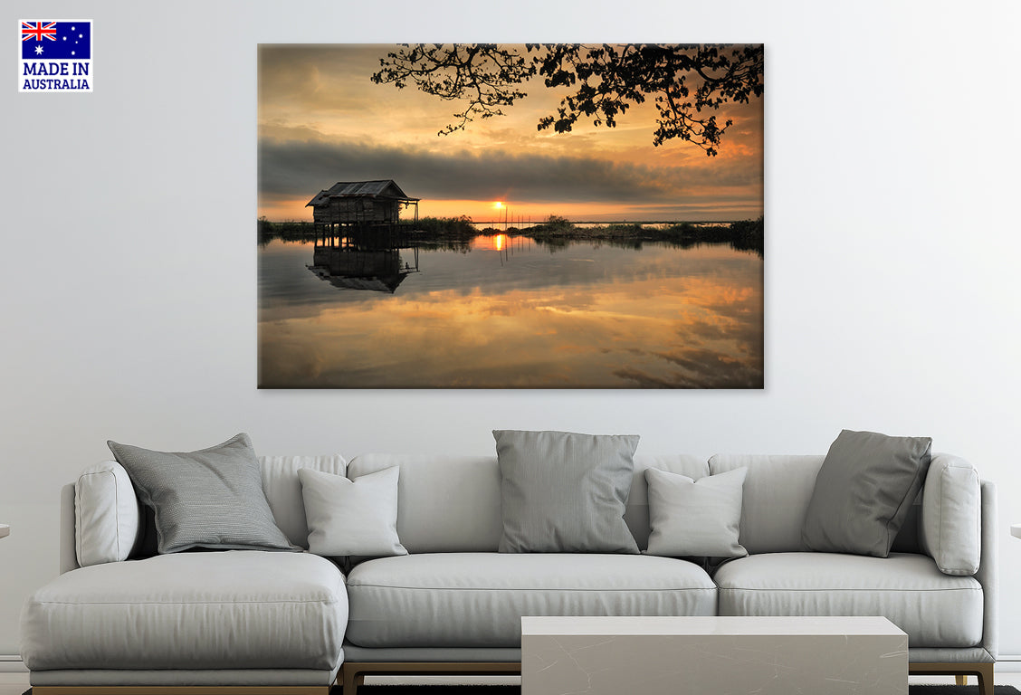 Scenic View Lake Against Sky Sunset Wall Art Decor 100% Australian Made