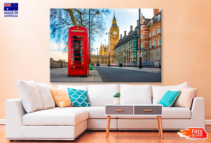 Red Telephone Box with The Big Ben Wall Art Decor 100% Australian Made