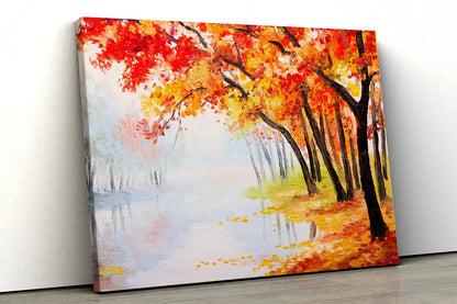 Autumn Tree Scene water color UV Direct Aluminum Print Australian Made Quality