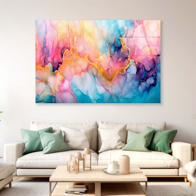 Luxury Alcohol Multi Ink Acrylic Glass Print Tempered Glass Wall Art 100% Made in Australia Ready to Hang